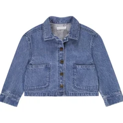 Veste en jean à grandes poches plaquées pour fille