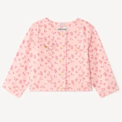 Veste en jean imprimée fleurs pour bébé fille