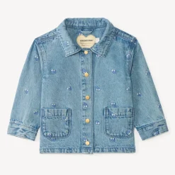 Veste en jean manches longues broderie fleurs pour bébé fille