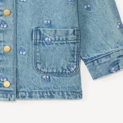 Veste en jean manches longues broderie fleurs pour bébé fille