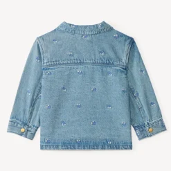 Veste en jean manches longues broderie fleurs pour bébé fille