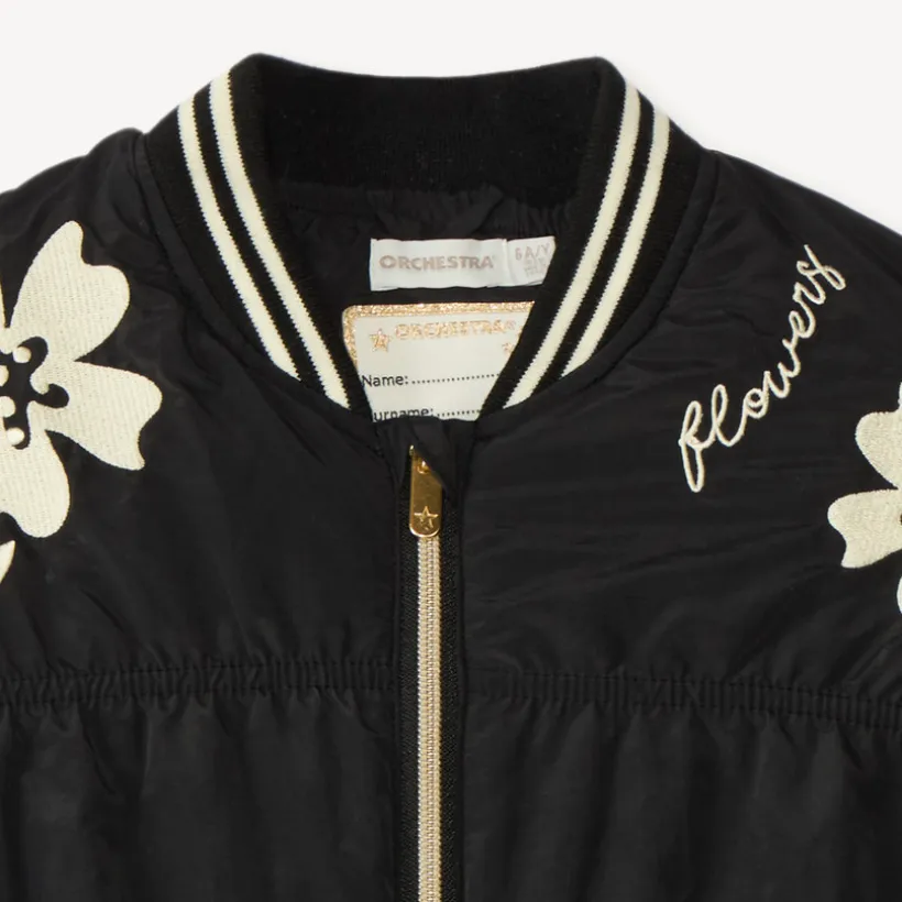 Veste fille en popeline brodée avec des fleurs