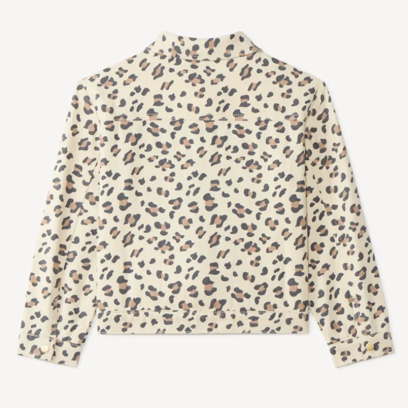 Veste jean fille imprimé léopard