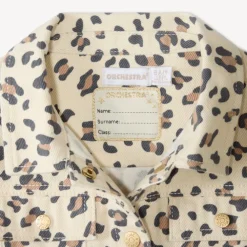 Veste jean fille imprimé léopard