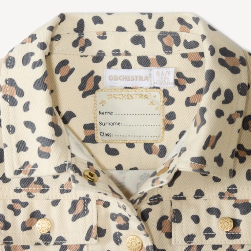 Veste jean fille imprimé léopard