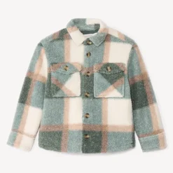 Veste manches longues en molleton à carreaux pour garçon
