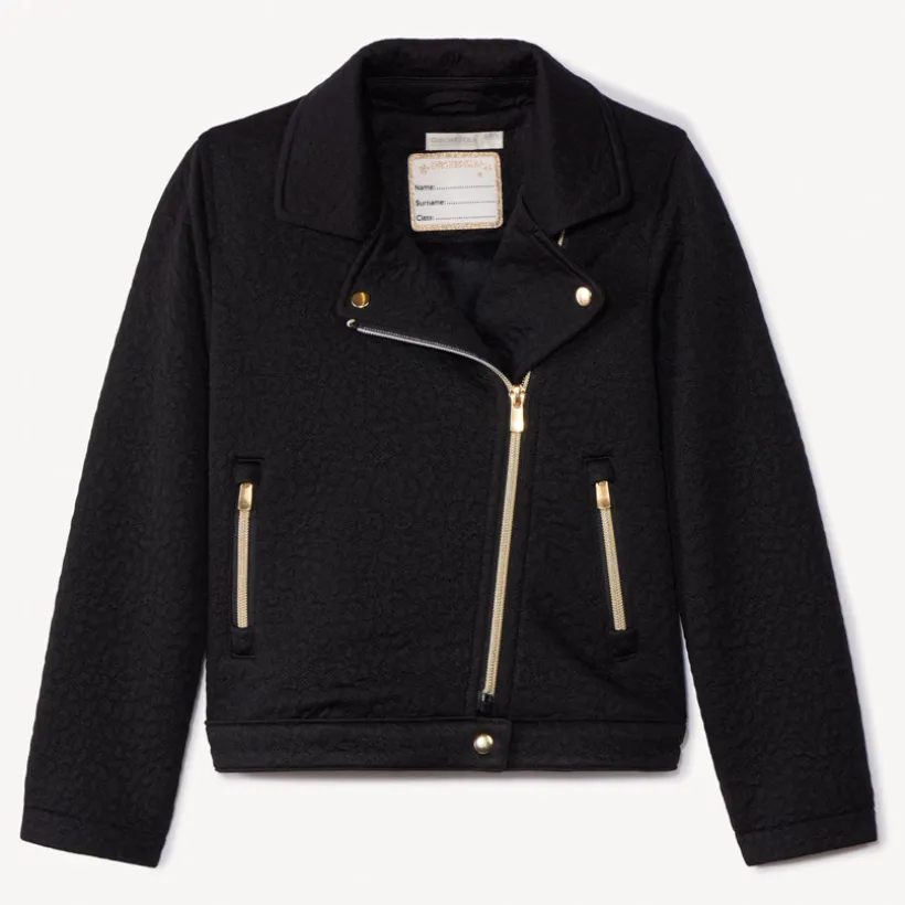 Veste molleton style perfecto quilte léopard pour fille