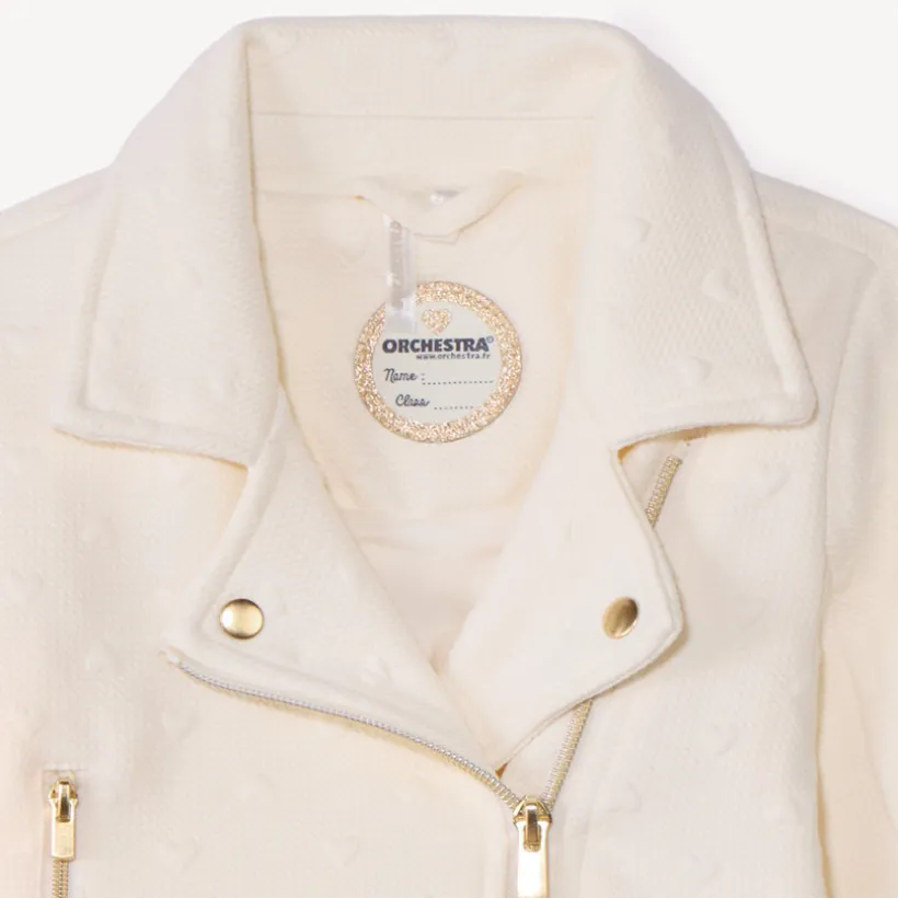 Veste perfecto motifs cœurs en jacquard pour bébé fille