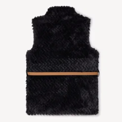 Veste sans manches ceinturée en fausse fourrure pour fille