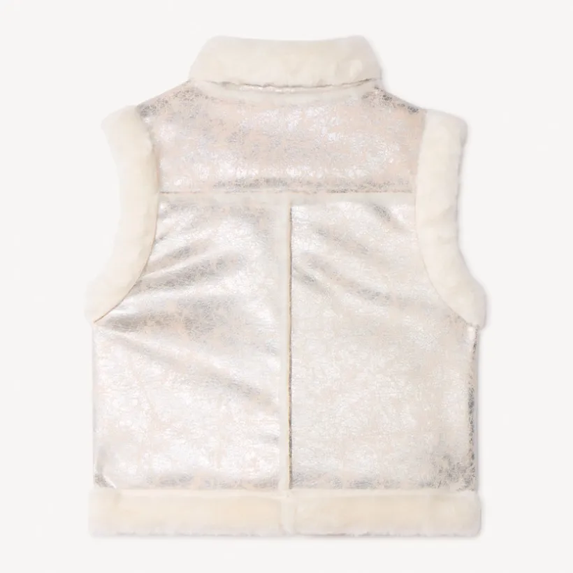 Veste sans manches contrecollée effet fourrure pour fille