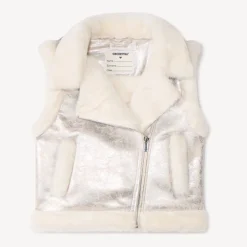 Veste sans manches contrecollée effet fourrure pour fille