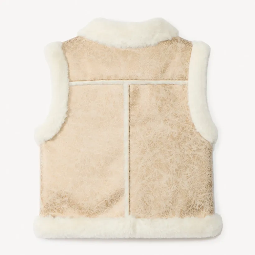 Veste sans manches contrecollé effet fourrure pour fille