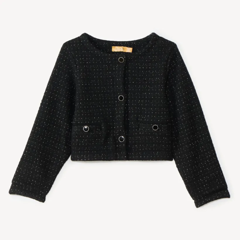 Veste tailleur scintillante en maille fantaisie pour fille