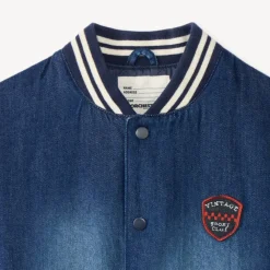 Veste teddy garçon bi-matière jean et molleton
