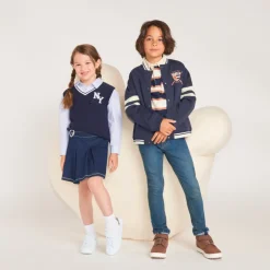 Veste teddy garçon bi-matière jean et molleton