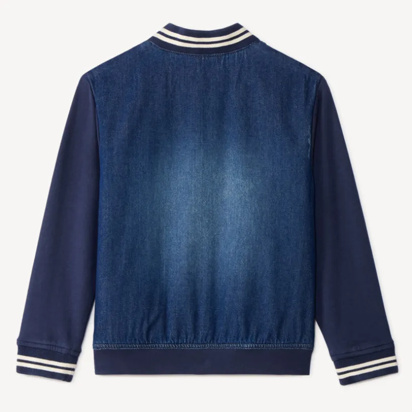 Veste teddy garçon bi-matière jean et molleton
