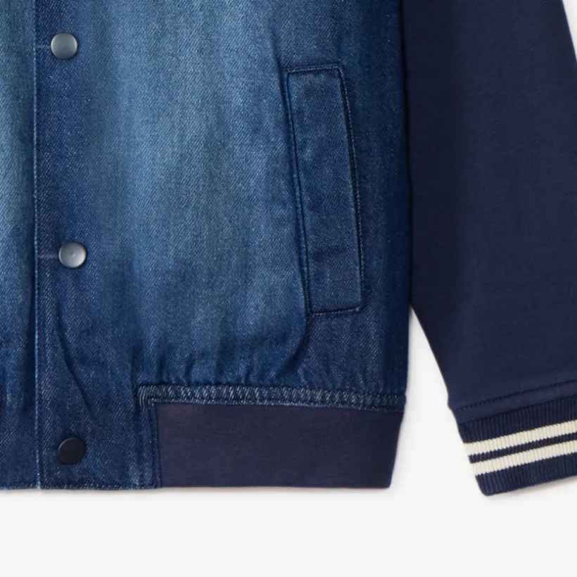 Veste teddy garçon bi-matière jean et molleton