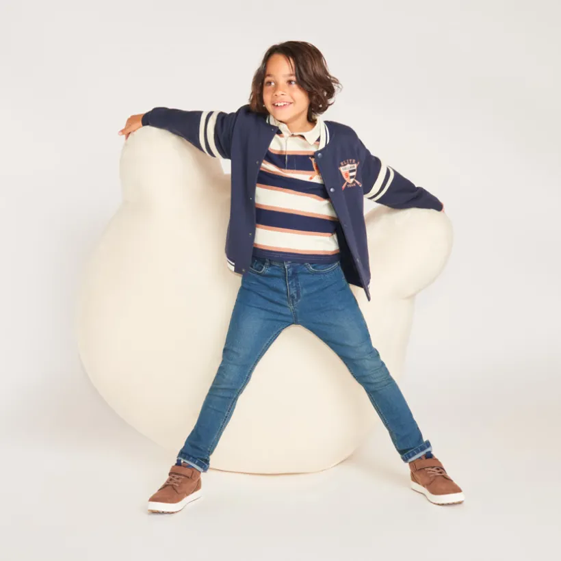 Veste teddy garçon bi-matière jean et molleton