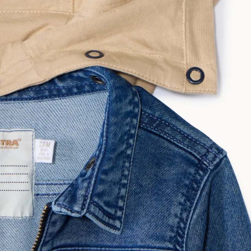 Veste worker en jean avec capuche amovible pour bébé garçon