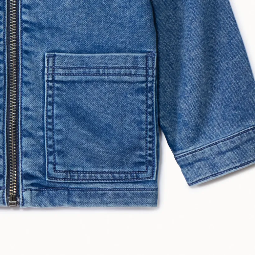 Veste worker en jean avec capuche amovible pour bébé garçon
